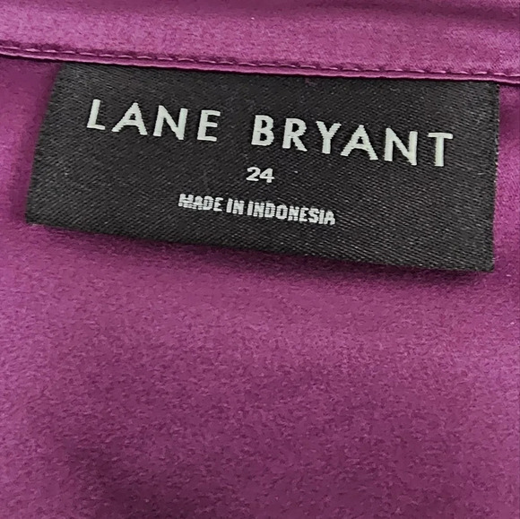 Lane Bryant Silky Plum V Neck Button Down Blouse, Size 24 - Picture 5 of 5